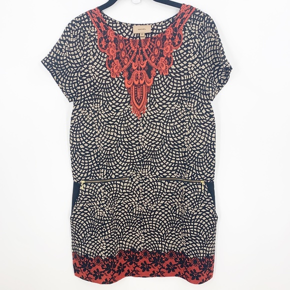 Anthropologie Kachel Silk Lace Print Shift Mini Dress Sz 2P - Picture 4 of 14